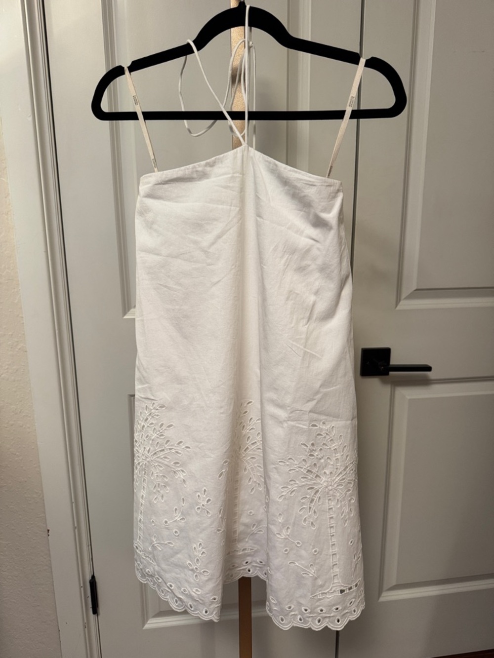 NWT Herman & Nandita White Eyelet Mini Halter Dress
